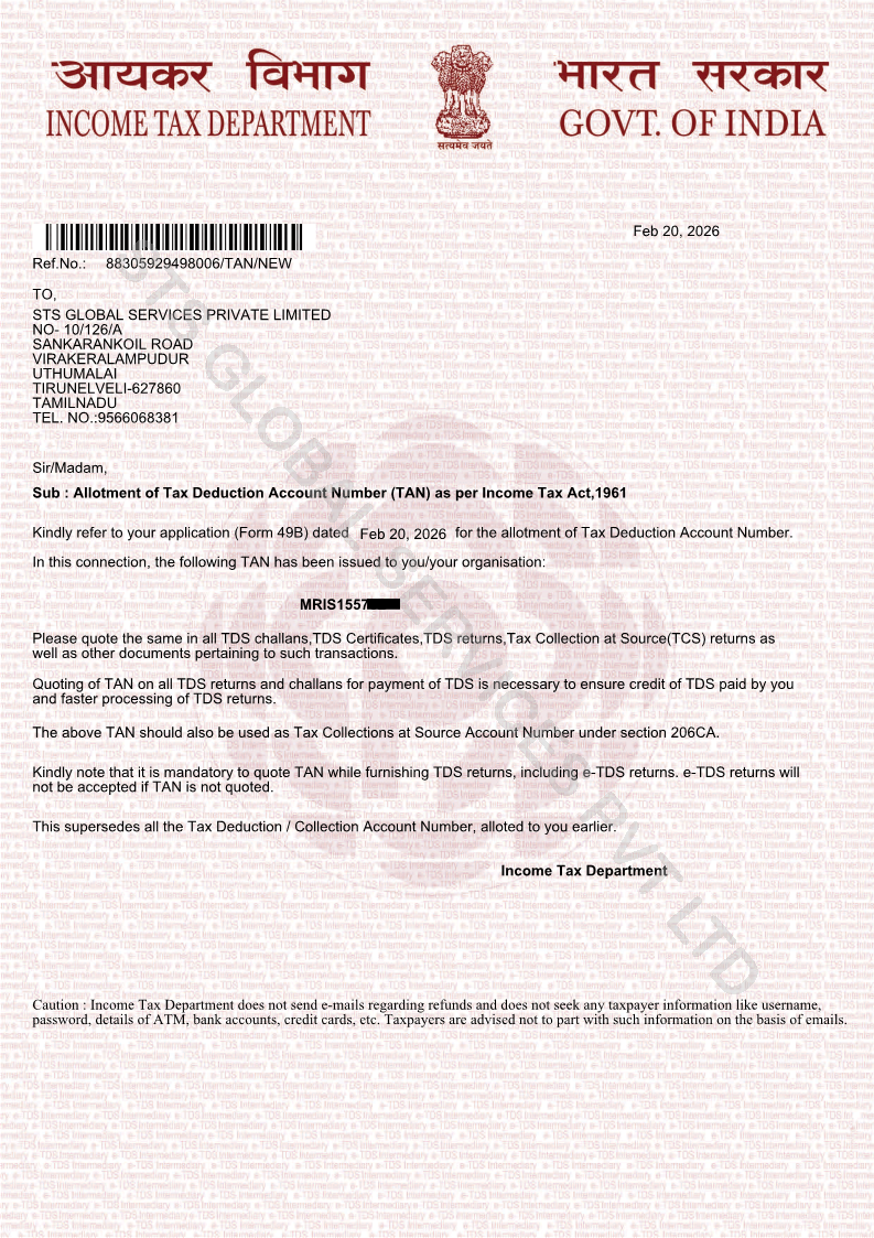 TAN Certificate
